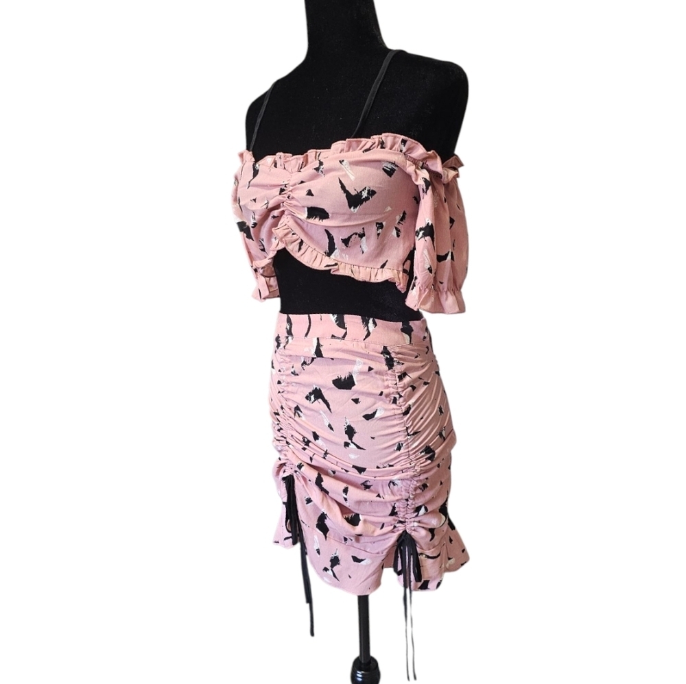 NWT Nasty Gal Leave Your Mark Crop Top And Ruched Skirt Set Size 2 - Picture 6 of 10